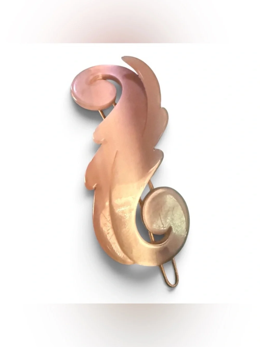 Vintage Charles Wahba Swirl Gradient Brown French Barrette Hair Clup, Deadstock
